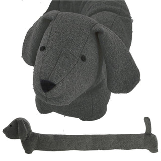Zugluftstopper Hund hellgrau/dunkelgrau 85x20x10cm Polyester Luftzugstopper Türstopper Zugluftrolle Windstopper