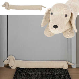 Zugluftstopper Hund beige/braun 85x20x10cm Polyester Luftzugstopper Türstopper Zugluftrolle Windstopper