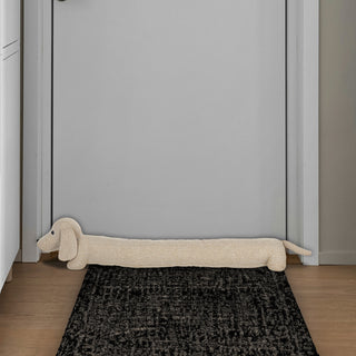 Zugluftstopper Hund beige/braun 85x20x10cm Polyester Luftzugstopper Türstopper Zugluftrolle Windstopper