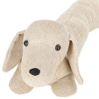 Zugluftstopper Hund beige/braun 85x20x10cm Polyester Luftzugstopper Türstopper Zugluftrolle Windstopper