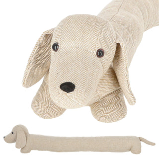 Zugluftstopper Hund beige/braun 85x20x10cm Polyester Luftzugstopper Türstopper Zugluftrolle Windstopper