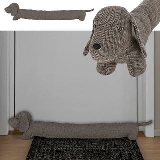 Zugluftstopper Hund beige/braun 85x20x10cm Polyester Luftzugstopper Türstopper Zugluftrolle Windstopper