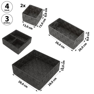 Aufbewahrungskorb 4er Set weiß/grau/schwarz 3 Größen Korb Aufbewahrungsbox Rattan-Design Allzweckkiste Ordnungsbox