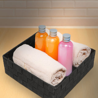 Aufbewahrungskorb 4er Set weiß/grau/schwarz 3 Größen Korb Aufbewahrungsbox Rattan-Design Allzweckkiste Ordnungsbox