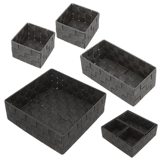 Aufbewahrungskorb 4er Set weiß/grau/schwarz 3 Größen Korb Aufbewahrungsbox Rattan-Design Allzweckkiste Ordnungsbox
