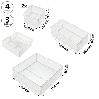 Aufbewahrungskorb 4er Set weiß/grau/schwarz 3 Größen Korb Aufbewahrungsbox Rattan-Design Allzweckkiste Ordnungsbox