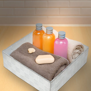 Aufbewahrungskorb 4er Set weiß/grau/schwarz 3 Größen Korb Aufbewahrungsbox Rattan-Design Allzweckkiste Ordnungsbox