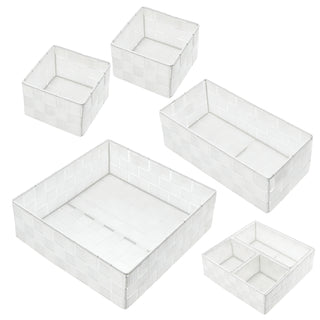 Aufbewahrungskorb 4er Set weiß/grau/schwarz 3 Größen Korb Aufbewahrungsbox Rattan-Design Allzweckkiste Ordnungsbox