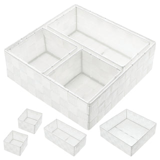 Aufbewahrungskorb 4er Set weiß/grau/schwarz 3 Größen Korb Aufbewahrungsbox Rattan-Design Allzweckkiste Ordnungsbox