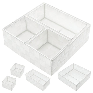 Aufbewahrungskorb 4er Set weiß/grau/schwarz 3 Größen Korb Aufbewahrungsbox Rattan-Design Allzweckkiste Ordnungsbox