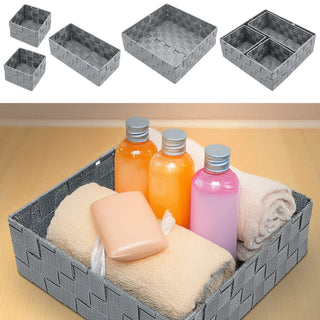 Aufbewahrungskorb 4er Set weiß/grau/schwarz 3 Größen Korb Aufbewahrungsbox Rattan-Design Allzweckkiste Ordnungsbox