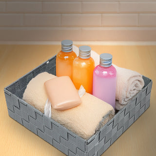 Aufbewahrungskorb 4er Set weiß/grau/schwarz 3 Größen Korb Aufbewahrungsbox Rattan-Design Allzweckkiste Ordnungsbox