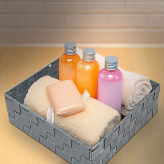Aufbewahrungskorb 4er Set weiß/grau/schwarz 3 Größen Korb Aufbewahrungsbox Rattan-Design Allzweckkiste Ordnungsbox