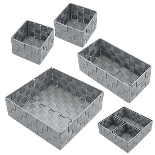 Aufbewahrungskorb 4er Set weiß/grau/schwarz 3 Größen Korb Aufbewahrungsbox Rattan-Design Allzweckkiste Ordnungsbox