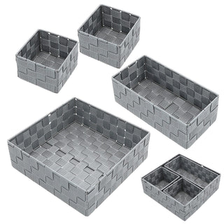 Aufbewahrungskorb 4er Set weiß/grau/schwarz 3 Größen Korb Aufbewahrungsbox Rattan-Design Allzweckkiste Ordnungsbox