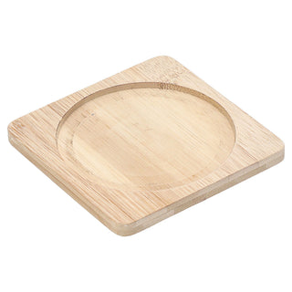 Servierpfanne 2er Set mit Stiel rund 21x5x12,5cm Eisen Bambus Pfanne Bambusbrett Tischgeschirr Servierpfännchen Stielpfanne