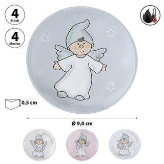 Taschenwärmer 4er Set Schutzengel 4 Motive 9x9cm Taschenheizkissen Wärmer Handwärmer Gelkissen wiederverwendbar