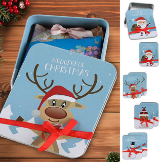 8/24x Geschenkdosen 8er Set 4 Weihnachtsmotive Metall 11,5x9x1,5cm bunt rechteckig Dose Verpackung Geschenkbox