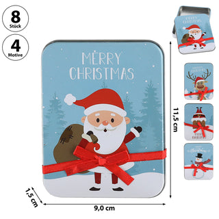 8/24x Geschenkdosen 8er Set 4 Weihnachtsmotive Metall 11,5x9x1,5cm bunt rechteckig Dose Verpackung Geschenkbox
