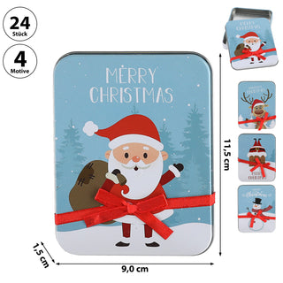 8/24x Geschenkdosen 8er Set 4 Weihnachtsmotive Metall 11,5x9x1,5cm bunt rechteckig Dose Verpackung Geschenkbox