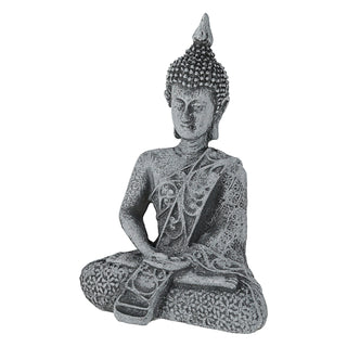 Buddha sitzend 7,5x12x4,5cm silber Polyresin Statue Skulptur Feng Shui Lotussitz Wohndeko Meditation