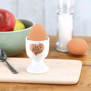 Eierbecher 4er Set 4 Motive Porzellan weiß 5x7cm weiß Halter für Eier Gute Laune Sprüche Eierhalter