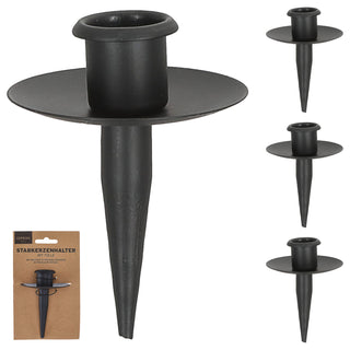 Stabkerzenhalter Stecker Tülle für Flaschen 4er Set 6x10cm schwarz Eisen Kerzenhalteraufsatz für Stabkerzen bis ca. Ø2,5cm