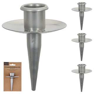 Stabkerzenhalter Stecker Tülle für Flaschen 4er Set 6x10cm schwarz Eisen Kerzenhalteraufsatz für Stabkerzen bis ca. Ø2,5cm
