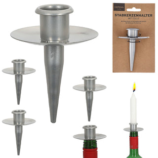 Stabkerzenhalter Stecker Tülle für Flaschen 4er Set 6x10cm schwarz Eisen Kerzenhalteraufsatz für Stabkerzen bis ca. Ø2,5cm