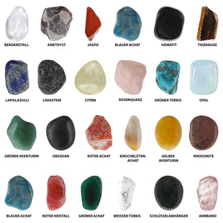 Adventskalender Edelsteine Papier Minerale Polyester 13x26x3cm 22 Edelsteine 1 Schlüsselanhänger 1 Armband Adventsbox Kristalle Steine