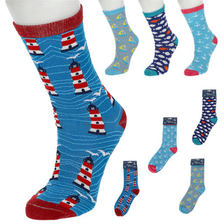Damensocken Maritim 4er Pack onesize 36-41 bunt Polyester Baumwolle Elasthan 4 Motive Strümpfe Socken Frauensocken