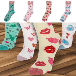 Damensocken Love 4er Pack onesize 36-41 bunt Polyester Baumwolle Elasthan 4 Motive Strümpfe Socken Frauensocken