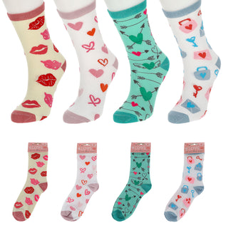 Damensocken Love 4er Pack onesize 36-41 bunt Polyester Baumwolle Elasthan 4 Motive Strümpfe Socken Frauensocken