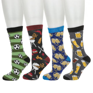 Herrensocken Bier 4er Pack onesize 42-46 bunt Polyester Baumwolle Elasthan 4 Motive Strümpfe Socken Herrenstrümpfe