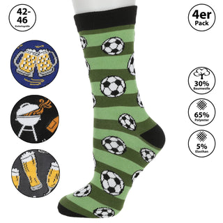 Herrensocken Bier 4er Pack onesize 42-46 bunt Polyester Baumwolle Elasthan 4 Motive Strümpfe Socken Herrenstrümpfe