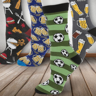 Herrensocken Bier 4er Pack onesize 42-46 bunt Polyester Baumwolle Elasthan 4 Motive Strümpfe Socken Herrenstrümpfe