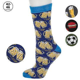 Herrensocken Bier 4er Pack onesize 42-46 bunt Polyester Baumwolle Elasthan 4 Motive Strümpfe Socken Herrenstrümpfe