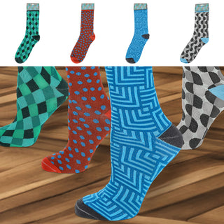 Herrensocken Color 4er Pack onesize 42-46 bunt Polyester Baumwolle Elasthan 4 Motive Strümpfe Socken Herrenstrümpfe