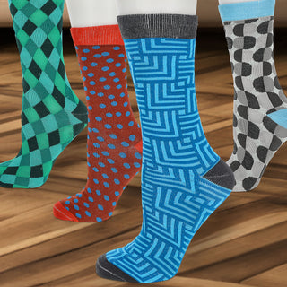 Herrensocken Color 4er Pack onesize 42-46 bunt Polyester Baumwolle Elasthan 4 Motive Strümpfe Socken Herrenstrümpfe