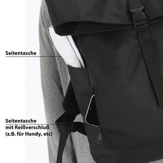 Falt Rucksack Urban 30l Blau/Oliv/Grau/Schwarz 40x57x15cm 600D Polyester Reißverschlusstaschen Eingriffstaschen wasserabweisend Rolltop