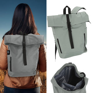 Falt Rucksack Urban 30l Blau/Oliv/Grau/Schwarz 40x57x15cm 600D Polyester Reißverschlusstaschen Eingriffstaschen wasserabweisend Rolltop