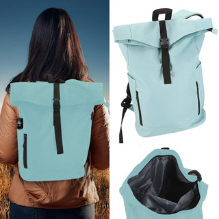 Falt Rucksack Urban 30l Blau/Oliv/Grau/Schwarz 40x57x15cm 600D Polyester Reißverschlusstaschen Eingriffstaschen wasserabweisend Rolltop