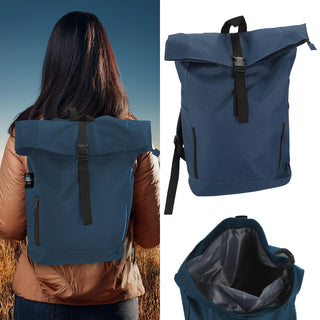 Falt Rucksack Urban 30l Blau/Oliv/Grau/Schwarz 40x57x15cm 600D Polyester Reißverschlusstaschen Eingriffstaschen wasserabweisend Rolltop