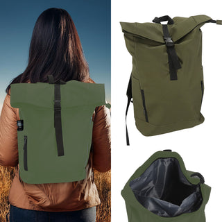 Falt Rucksack Urban 30l Blau/Oliv/Grau/Schwarz 40x57x15cm 600D Polyester Reißverschlusstaschen Eingriffstaschen wasserabweisend Rolltop