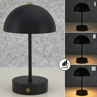 LED Leuchte 'Oslo' schwarz 8 LEDs warmweiß Eisen Ø15x25,5cm 3 Helligkeitsstufen batteriebetrieben Tischeuchte Dekolampe Kugel-Lampenschirm