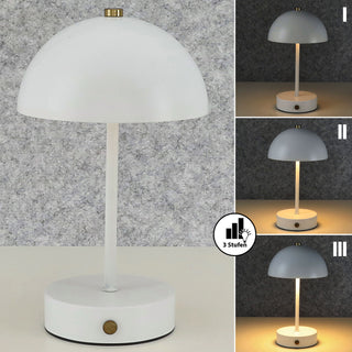 LED Leuchte 'Oslo' weiß 8 LEDs warmweiß Eisen Ø15x25,5cm 3 Helligkeitsstufen batteriebetrieben Tischeuchte Dekolampe Kugel-Lampenschirm