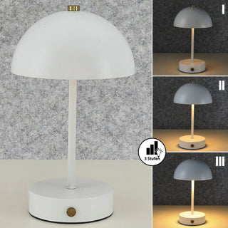 LED Leuchte 'Oslo' weiß 8 LEDs warmweiß Eisen Ø15x25,5cm 3 Helligkeitsstufen batteriebetrieben Tischeuchte Dekolampe Kugel-Lampenschirm
