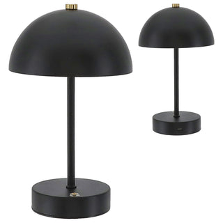 LED Leuchte 'Oslo' schwarz USB 16 LEDs Eisen Ø15x25,5cm 3 Weißtöne Li-ion Akku 50cm Ladekabel stufenlos dimmbar Tischeuchte Kugel-Lampenschirm