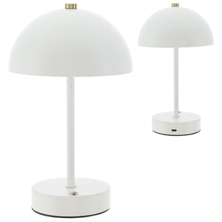 LED Leuchte 'Oslo' weiß USB 16 LEDs Eisen Ø15x25,5cm 3 Weißtöne Li-ion Akku 50cm Ladekabel stufenlos dimmbar Tischeuchte Kugel-Lampenschirm