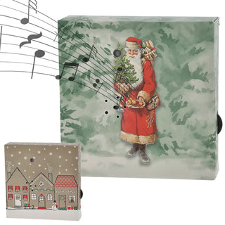 1/2er Set Soundbox 'Santa-' / 'Village-' / 'XMas-' Sounds Bewegungsmelder 12x12x3,5cm Pappe Kunststoff batteriebetrieben Lautstärke regulierbar